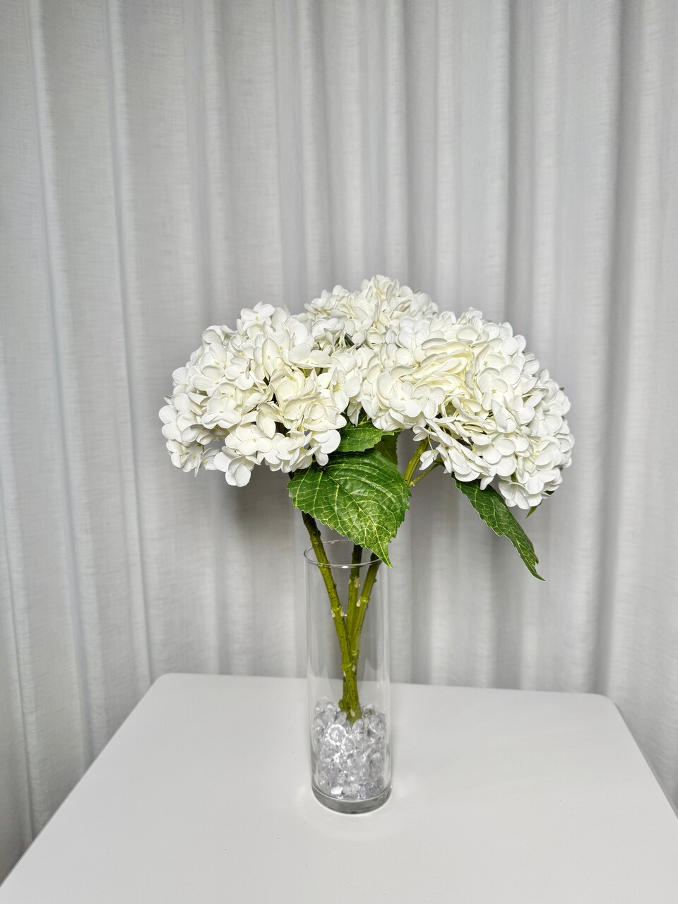 Ariane Real Touch Artificial White Hydrangea Flowers 20” Silk Floral Stems, 3-Piece Bundle, Faux Wedding Bouquets, Home & Event Décor